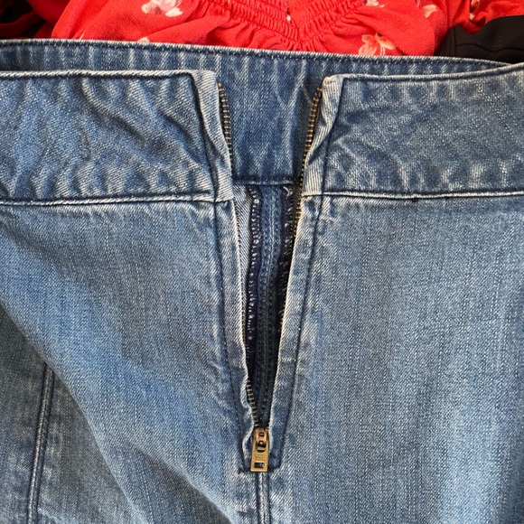 Free People Mini Denim Y2K Skirt Size 6 Blue Jean Seam Front Zip Up - Picture 7 of 8